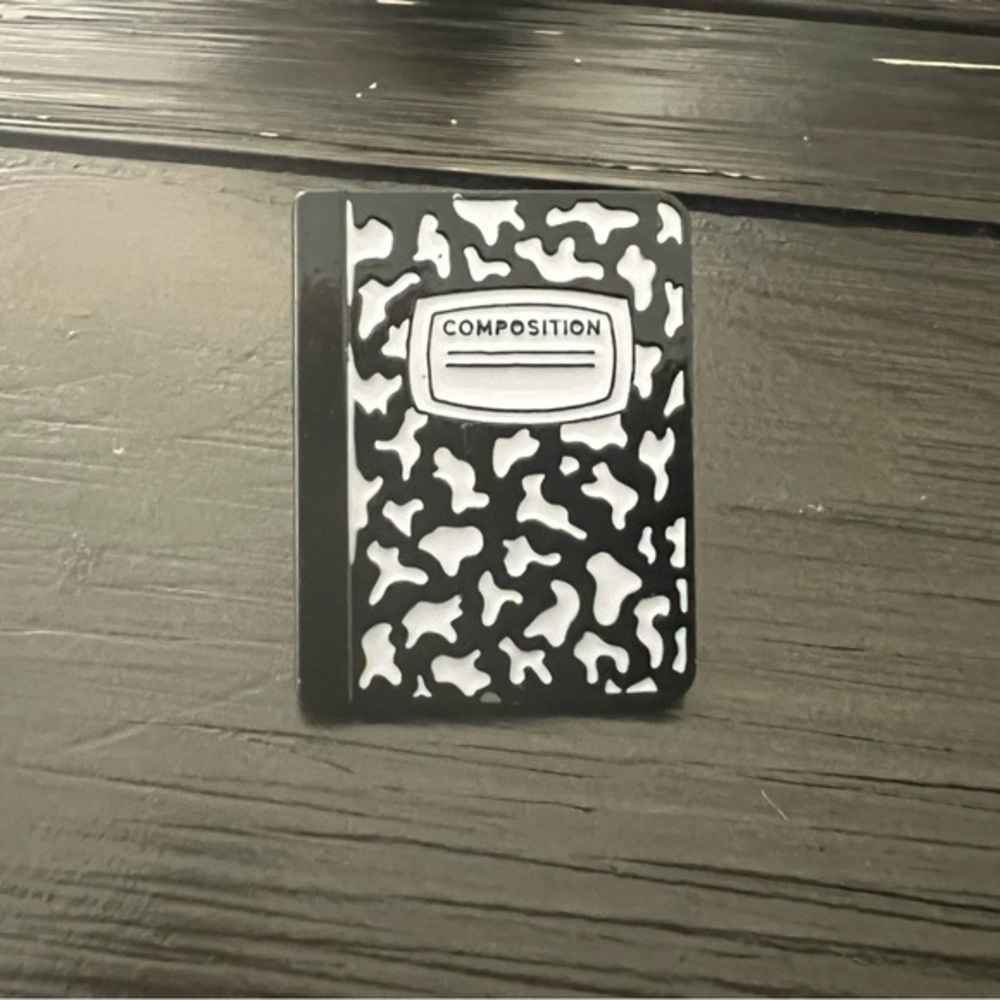Black and White Composition Notebook Pin